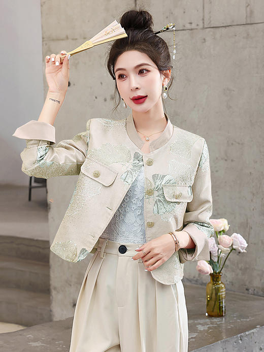 2024年春季上新气质时尚立领新中式提花外套HMQY5211 商品图3