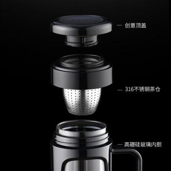 富光玻璃杯商务男女办公双层塑玻杯大容量牛饮者水杯茶水分离泡茶杯子 商品图3