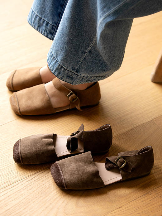 牧衣游 文艺牛皮单鞋百搭舒适凉鞋新款 夜莹【不支持会员折】 商品图3