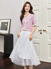 【专属特价】熙世界甜美小香风提花V领水漾花影针织衫女薄款短袖冰丝上衣2025夏新款 商品缩略图2