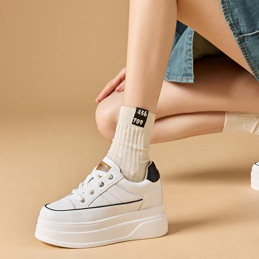 真皮春夏款板鞋运动休闲鞋百搭厚底小白鞋BT-S1099-2 商品图3