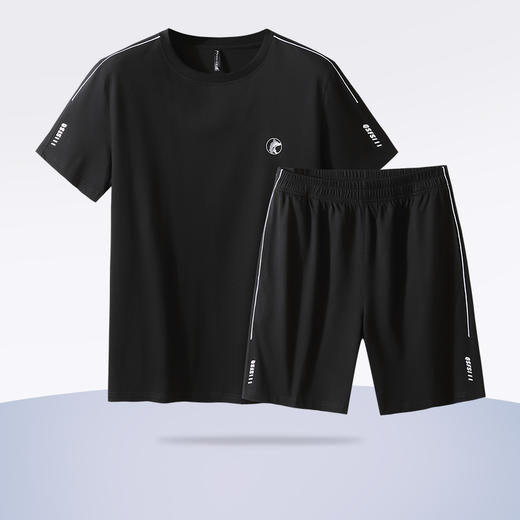 【Q】【新款DSF】大依优型大码男装夏季套装运动休闲加肥加大短袖短裤大号T恤套装夏装 商品图0