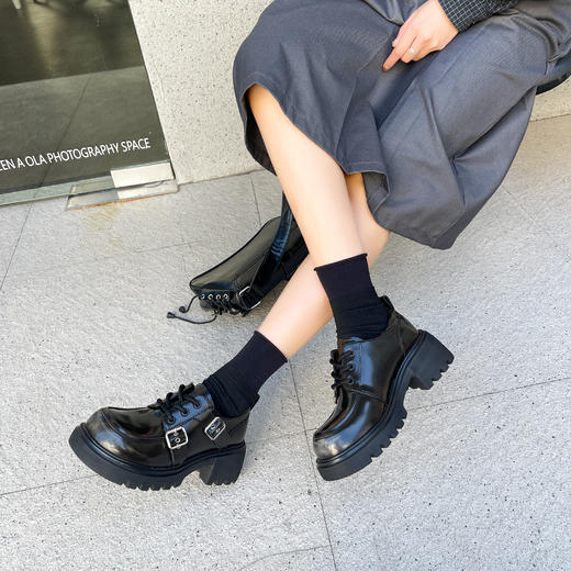 新品厚底侧扣漆皮乐福单鞋919B41514（W） 商品图2