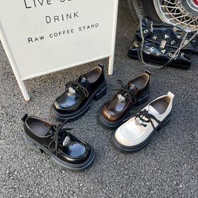 新品厚底漆皮百搭休闲乐福单鞋919B41515（W）