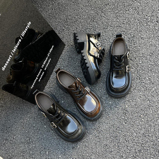 新品厚底侧扣漆皮乐福单鞋919B41514（W） 商品图1