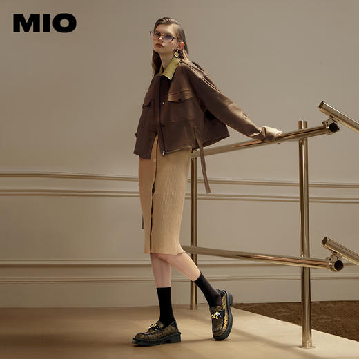 MIO米奥春秋圆头字母钻饰老钱风单鞋复古一脚蹬乐福鞋英伦风女鞋M234527334 商品图1