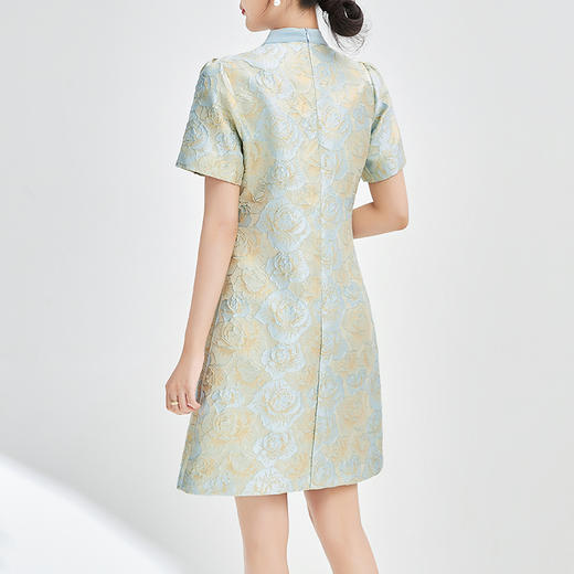 新中式复古韵味烫金浮雕提花旗袍连衣裙WLZD2405403 商品图1
