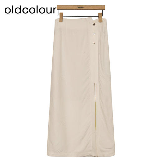 oldcolour纯色高腰半身裙春季新款设计感直筒中长裙女HP15063215 商品图0