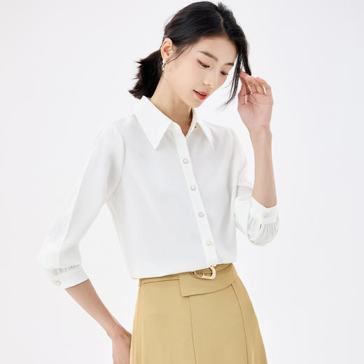 【简约干练】罗蒙四季款女士长袖衬衫舒适商务通勤休闲衬衫开衫女 商品图3