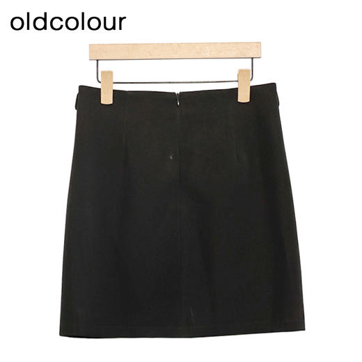 oldcolour黑色短裙春季新款高腰A字显瘦百搭气质短裙女P11061112 商品图1