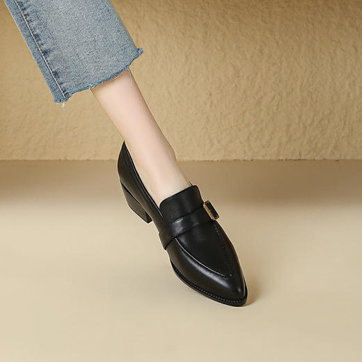 品质好货|Safiya/索菲娅2024春新款气质高级感粗跟通勤单鞋 SF41112702 商品图4