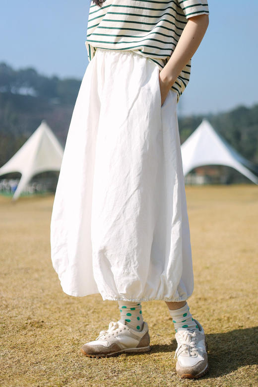 绽放107朵/【青山係·灯笼裙】高精密酵素亚麻棉文艺花苞裙半身裙 商品图5