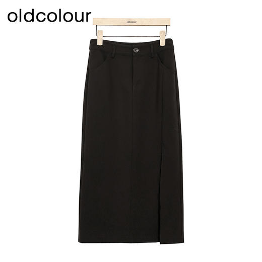 oldcolour复古半身裙春季新款高腰直筒开叉高级西装裙女P11063141 商品图4