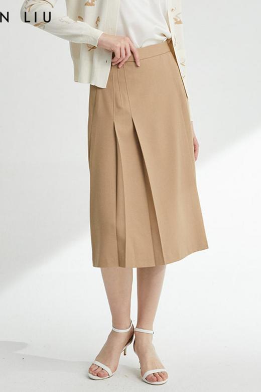 VIVIAN LIU薇薇安刘TR2414002春女装新款腰松紧前片两侧捏褶半裙 商品图5