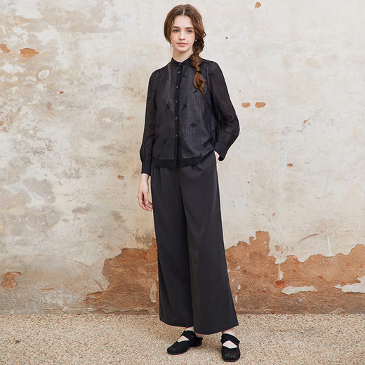 famecoco范可儿通勤垂感西装阔腿裤女士休闲裤长裤FAC1GA013 商品图4