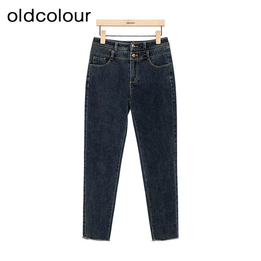 oldcolour高腰修身牛仔裤春季新款复古气质直筒铅笔裤女P12113421 商品图2