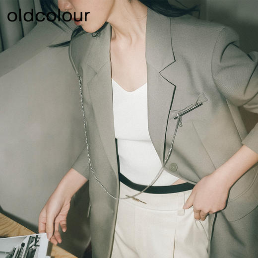 oldcolour2023春新款高级气质设计感宽松显瘦西装外套女P11048171 商品图3