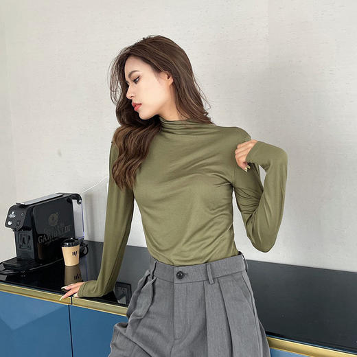 【69.9/任选5件！】无痕纯色打底衫新款，堆堆领上衣时尚养肤衣空调衫，防嗮衣慵懒宽松感-lm！ 商品图8