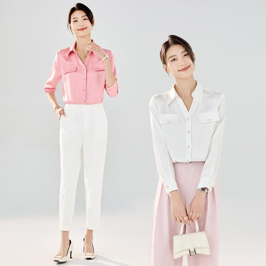 【简约日常】罗蒙女士长袖衬衫气质时尚百搭通勤舒适衬衫开衫女 商品图1