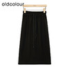 oldcolour黑色高腰半身裙春季新款松紧A字显瘦中长裙女GP11063614 商品缩略图0