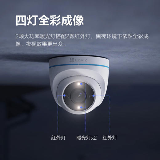 萤石 智能智能半球摄像机 CS-CTQ4H 智能家用摄像机 商品图2