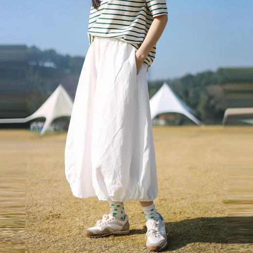 绽放107朵/【青山係·灯笼裙】高精密酵素亚麻棉文艺花苞裙半身裙 商品图0