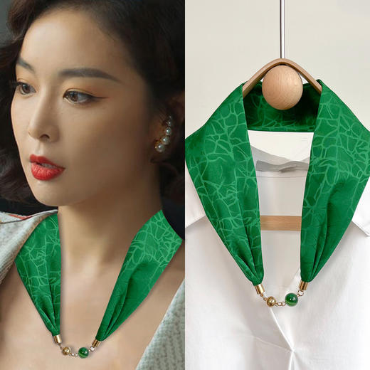 雀说 丝巾项链磁扣仿香云纱女小围巾锁骨链懒人磁吸扣高端围脖4ZF-31104 商品图12
