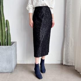 2024新款气质百搭高级感竖纹金葱亮片铅笔裙简约直筒开叉半身裙