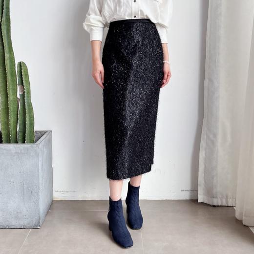 2024新款气质百搭高级感竖纹金葱亮片铅笔裙简约直筒开叉半身裙 商品图0