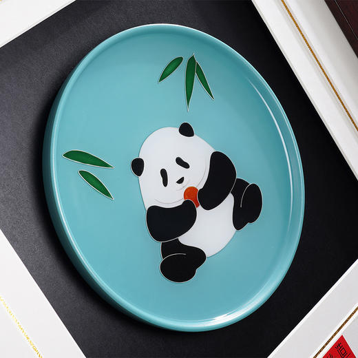 子佩集纯手工制作熊猫系列银花丝珐琅掐丝挂画(含框 手工定制预售 20天出货)大师工坊原创设计2403 商品图4