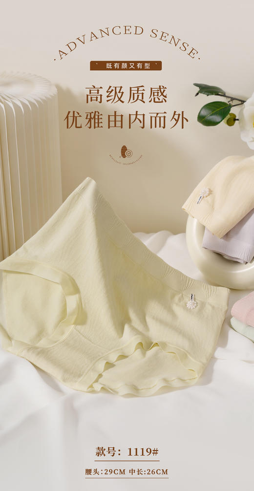 女士品质无缝内裤养眼温柔高弹舒适三角裤1119 商品图3