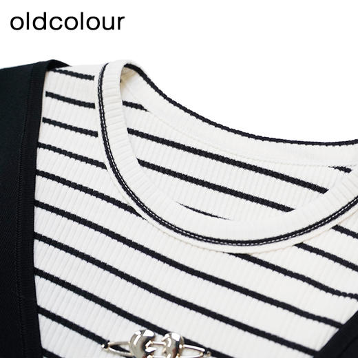 oldcolour黑色短款外套春季新款设计感气质T恤两件套女DP11041606 商品图4