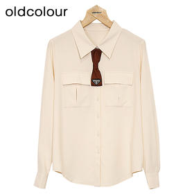 oldcolour纯色宽松衬衫春季新款气质翻领休闲简约上衣女P11013411