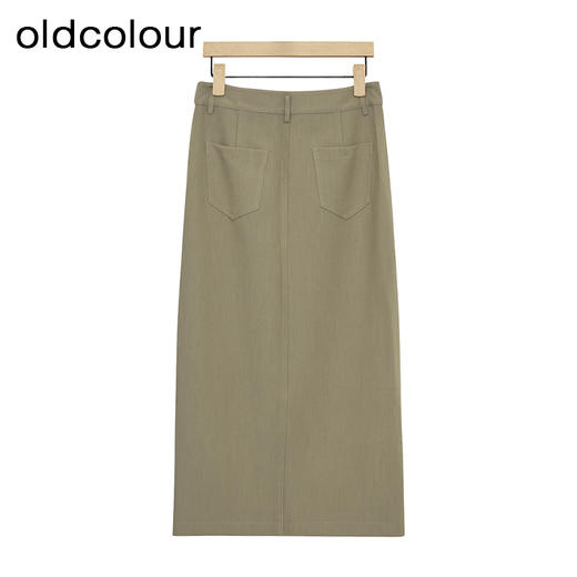 oldcolour复古半身裙春季新款高腰直筒开叉高级西装裙女P11063141 商品图3