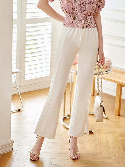 欧芮儿黑色休闲裤女夏新款2021修身显瘦时髦气质优雅开叉微喇叭裤 商品图1