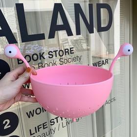 韩国可爱简约家用客厅收纳篮大眼睛果盘洗菜盆沥水篮洗水果盆篮子