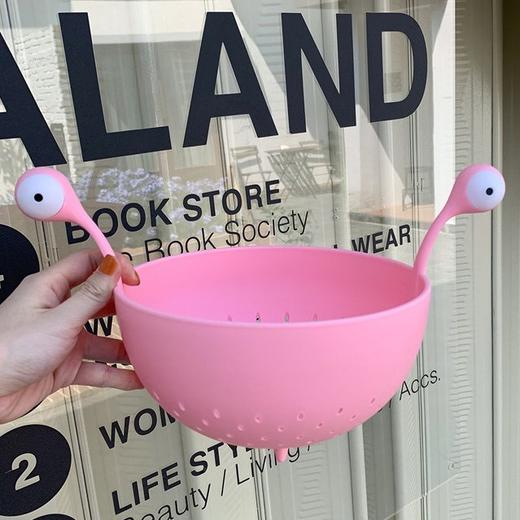 韩国可爱简约家用客厅收纳篮大眼睛果盘洗菜盆沥水篮洗水果盆篮子 商品图0