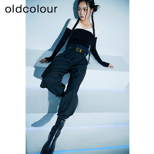 oldcolour2023春季新款复古高腰显瘦锥形西装休闲裤女P11073164 商品图2