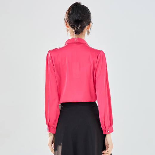 罗蒙女士长袖衬衫女款经典款通勤翻领长袖纯色单穿衬衣内搭衬衫 商品图5