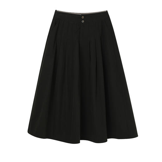 Famecoco范可儿松紧腰a字伞裙女士纯棉长款半身裙FAC1HA031 商品图6