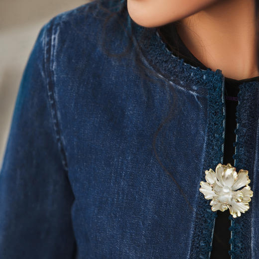 【林栖设计小店】（现货）外套上衣复古牛仔蓝渐变2024春夏新品长袖上衣女1942182 商品图6