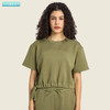 【人造棉】侧抽绳圆领短袖 短款上衣 商品缩略图0