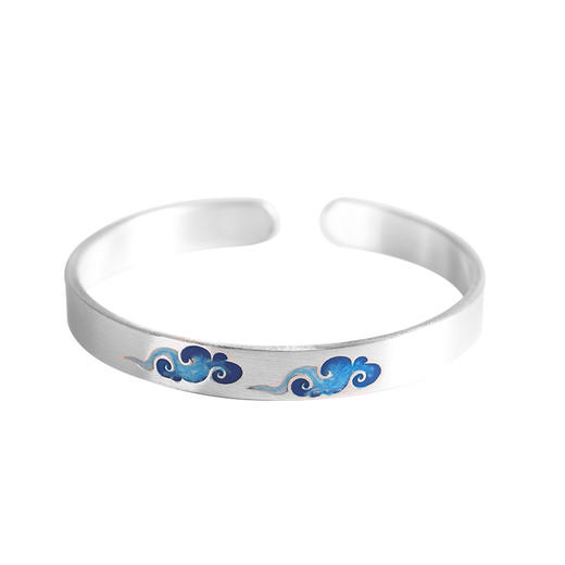 【随风慕云】足银999银烧蓝祥云开口手镯【RP-SZ58076】 商品图3