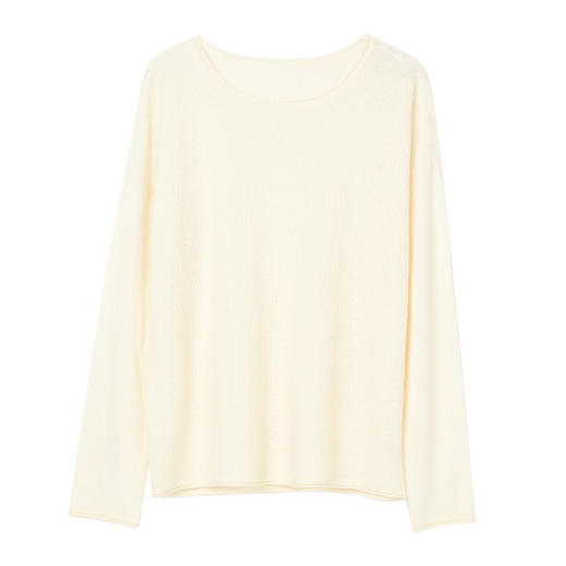 Famecoco基础款圆领长袖打底针织衫女套头纯色薄毛衣FAC1DB019 商品图6