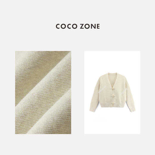 COCO ZONE2024时尚V领针织开衫气质单排扣百搭毛衣24C10341 商品图2