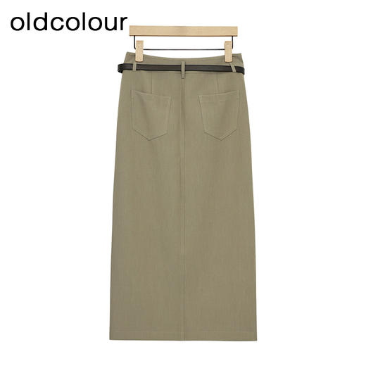oldcolour复古半身裙春季新款高腰直筒开叉高级西装裙女P11063141 商品图1