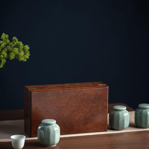 花梨木【木盒.3小瓷通版（三两装左右）】65元1套.整箱12套 商品图0