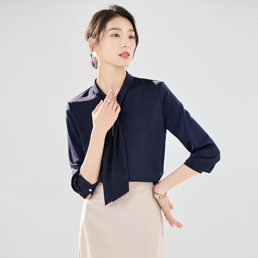 【时尚有型】罗蒙春秋款女士长袖衬衫优雅干练轻盈气质衬衫女 商品图2