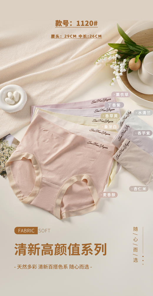 女士品质无缝内裤简约舒适三角裤1120/1124加大薄款5076 商品图2