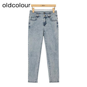 oldcolour水洗牛仔裤春季新款高腰复古修身小脚铅笔裤女P11113107